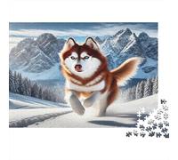 Husky Jigsaw Puzzle Snowy Mountain 1000Pc Recycled Paper Adults Jigsaws Fun Activity Home Stimulate Brain Thinking Great Gift Idea 52x38cm/1000pcs