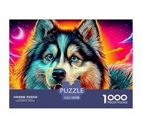 Husky Jigsaw Puzzles for Adults 1000 Piece Cute Pet Puzzle Educational Games Home Decoration Puzzle Puzzle The Whole for Women, Gifts for Men 52x38cm/1000pcs