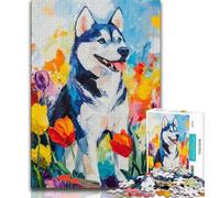 Husky Jigsaw Puzzles for Adults 1000 Piece Puzzle,for Educational Game Challenge Toy for Is Ideal As A Gift for The Whole Family (38x26cm)