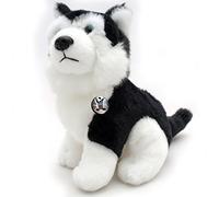 Husky KIRIMA Sitting Sleigh Dog Black and White with Blue Eyes Cuddly Toy 15 cm Plush Dog Plush Dog