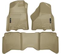 Husky Liners - Weatherbeater | Fits 2009-2024 Dodge Ram 1500 (19 - 24 Classic Body only); 2010 - 2018 Ram 2500, 3500 w/Automatic Transmission - CREW CAB - Tan, 3 pc. | 99003