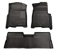 Husky Liners Weatherbeater Floor Mats | Fits 2008-2010 Ford F-250/F-350 SuperCab w/o Manual Transfer Case Shifter (Footwell Coverage) | Front & 2nd Row, 3-pc Black - 98391