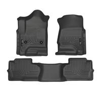 Husky Liners Weatherbeater Floor Mats | Fits 2014-2019 Chevrolet Silverado & GMC Sierra 1500 (19 LD Only); 15-19 Silverado/Sierra 2500/3500 Dbl Cab (Footwell Cvg) | Front & 2nd Row, 3-pc Black - 98241
