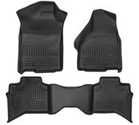 Husky Liners Weatherbeater Series | Front & 2nd Seat Floor Liners - Black | 99011 | Fits 2009-2018 Dodge Ram 1500 Quad Cab, 2019-2022 Ram 1500 Classic Quad Cab 3 Pcs