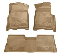 Husky Liners | Weatherbeater Series | Front & 2nd Seat Floor Liners (Footwell Coverage) - Tan | 98383 | Fits 2008-2010 Ford F250/F350/450 Crew Cab w/o Manual Transfer Case Shifter 3 Pcs