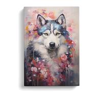 Husky Modern Art No.2 Canvas Print | Gallery Wrapped 30mm Frame Wall Art | 30x20 inches | Ready to Hang | Modern Picture | Living Room Bedroom Lounge Office