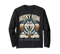 Husky Mom Iced Coffee Or I Riot Dog Lover Long Sleeve T-Shirt