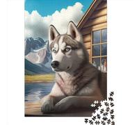 Husky On Vacation Puzzles for Woodenboard Puzzles Great Gift for Adults 1000pcs (75x50cm)