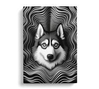 Husky Op Art No.2 Canvas Print | Gallery Wrapped 30mm Frame Wall Art | 30x20 inches | Ready to Hang | Contemporary Picture | Living Room Bedroom Lounge Office