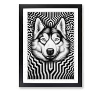Husky Op Framed Print | A2 Black Framed Wall Art | Ready to Hang | Modern Animal Picture | Living Room Bedroom Lounge Office