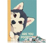 Husky Peeking Are You Pooping Puzzles 1000 Pieces for Teenagers Gifts Wooden Puzzle Jigsaws for Adults Puzzle for Adults And Teenager 1000pcs (75x50cm)
