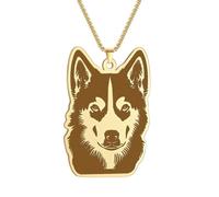 Husky pendant necklace, cute dog animal necklace，gold