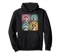 Husky Pet Face Portrait Photobooth With Sunglasses Pullover Hoodie