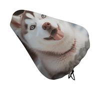 Husky Piquant Dog Bike Seat Cover for Men Women Water Repellent Exercise Bike Seat Cushion Adjustable Bicycle Seat for Outdoor Biking