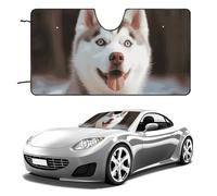 Husky Piquant Dog Car Windshield Sun Shade Keep Car Interior Cool 55"x30" Folding Front Window Sun Shade, Heat Shield for SUV, Truck, Blocks UV