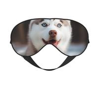 Husky Piquant Dog Eyes Sleep Mask Adjustable Strap Sleeping Eye Mask Light Blocking Blindfold Eye Sleep Shade Cover Bedtime Blackout Eyeshade for Yoga Nap Travel