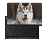Husky Piquant Dog Passport Holder & Travel Wallet Passport Cover Protector Essentials with Credit Card Slots