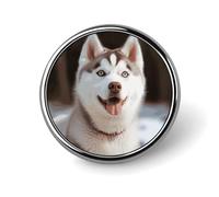 Husky Piquant Dog Round Badge Cute Enamel Lapel Pin Brooches Button Pin Personalized Clothing Decoration Unisex Badge Holder Hats Bags Shirts Decor