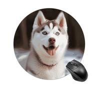 Husky Piquant Dog Round Mouse Pad Smooth Glide Gaming Mousepad Extra Density Portable Comfortable Mouse Mat for Desk, Home, Office 7.8x7.8 Inches