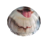 Husky Piquant Dog Shower Cap for Women Double Layers Thick Hair Caps Reusable Waterproof Bath Caps with Elastic Band Hair Hat Washable Shower Hat for Men Women Spa Salon