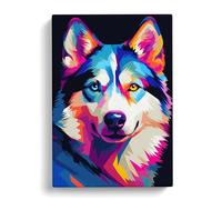 Husky Pop Art Canvas Print | Gallery Wrapped 30mm Frame Wall Decor | 30x20 inches | Ready to Hang | Pop Art Picture | Living Room Bedroom Lounge Office