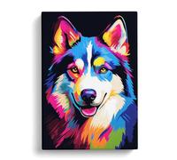 Husky Pop Art No.2 Canvas Print | Gallery Wrapped 30mm Frame Wall Decor | 30x20 inches | Ready to Hang | Pop Art Picture | Living Room Bedroom Lounge Office