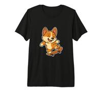Husky Pup Skateboard Retro Cartoon Premium T-Shirt