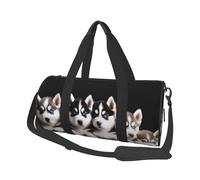 Husky Puppies Dogs Duffle Bag With Shoes Compartment And Adjustable Strap,Foldable Travel Duffel Bags For Men Women,Waterproof Duffel Bags, Black, One Size