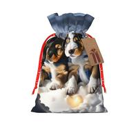 Husky Puppies Dogs Print Birthday Gifts Wrap Bag Unique Drawstring Gifts Bag Canvas Bags for Party Wedding Present,1 Piece S