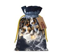 Husky Puppies Dogs Print Christmas Gift Bag, Drawstring Christmas Bags Reusable Gift Bags With Name Tags