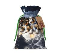 Husky Puppies Dogs Print Christmas Gift Bag, Drawstring Christmas Bags Reusable Gift Bags With Name Tags