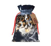 Husky Puppies Dogs Print Christmas Gift Bag, Drawstring Christmas Bags Reusable Gift Bags With Name Tags
