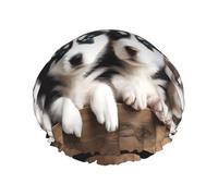 Husky Puppies Dogs -Print Extra Large Waterproof Shower Cap-Double Layer Protection For Long/Curly Hair