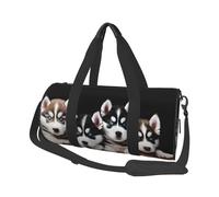Husky Puppies Dogs Print Round Duffel Bag, Canvas Overnight Travel Tote Bag, Waterproof and Tear-Resistant.Foldable Weekend Travel Bag