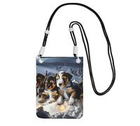 Husky Puppies Dogs Print Small Crossbody Shoulder Bag, Cell Phone Bag Wallet Purses with Adjustable Strap for Women, Black, One Size