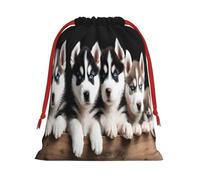 Husky Puppies Dogs -Print Soft Drawstring Gifts Bags Pouches For Wedding Favors & Party Events, Bulk Storage (Multi-Use) L Size