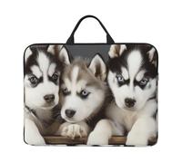 Husky Puppies Dogs Printed Laptop Sleeve 14 inch Protective Case, Waterproof Computer Case Bag with Handle for Men and Women
