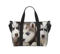Husky Puppies Dogs Printed Travel Bag Duffle Bag for Men Women, Large Water Resistant Gym Bag Weekend Holdall Bag with Shoulder Strap