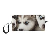 Husky Puppies Dogs Printed Travel Makeup Bag Portable Cosmetic Bag Makeup Case Toiletry Handbag Organiser for Women