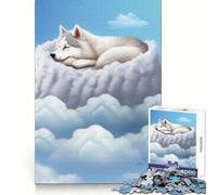 Husky Puppy Dreaming 1000 Pieces Jigsaws Adults Puzzles Gifts Cognitive Boost Serene Game Fun Play Great Gift (38x52cm)