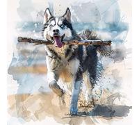 Husky Puppy with Stick 100-piece Jigsaw Puzzle Bundle Family Puzzle Lovers Brain Training Mindful Activity Spring Rigid Cardboard 28x28cm