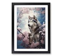 Husky Romanticism Framed Print | A2 Black Framed Wall Art | Ready to Hang | Modern Animal Picture | Living Room Bedroom Lounge Office