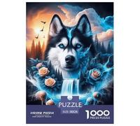 Husky Rose Jigsaw Puzzles Puzzles for Adults Kids. 1000 Piece Impossible Challenge Toy Educational Game Home Decoration for Adults& Kids Age 14 Years Up 38x26cm/1000pcs