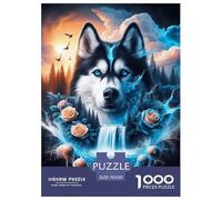 Husky Rose Jigsaw Puzzles Puzzles for Adults Kids. 1000 Piece Whimsical Challenge Toy Educational Games Home Decoration for Educational Games Gifts 70x50cm/1000pcs