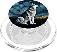 Husky Siberian Husky Starry Night Van Gogh Colorful PopSockets PopGrip for MagSafe