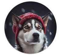 Husky Snow 1000 Pieces Puzzles for Adults Round Jigsaws 1000 Pieces for Adults Family Game Night Fun, DIY Decorative Artwork 67.5x67.5cm