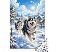 Husky Snow Village 1000 Pieces Mini Jigsaw Puzzle for Adults