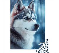 Husky Snowing 1000-Piece Puzzle for Adults, 70x50cm/1000pcs, Smooth White Card with Reduced Dust; Easy to Revisit Throughout The Week
