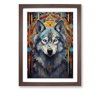 Husky Symbolism Framed Print | A2 Walnut Framed Wall Art | Ready to Hang | Modern Animal Picture | Living Room Bedroom Lounge Office