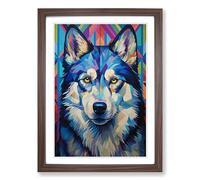 Husky Symbolism No.2 Framed Print | A2 Walnut Framed Wall Art | Ready to Hang | Modern Animal Picture | Living Room Bedroom Lounge Office